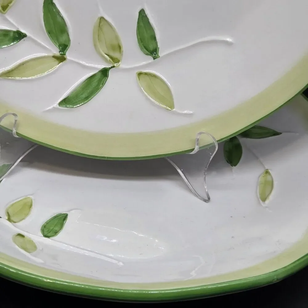 Maioliche Jessica Italy Set Of 2 Green On White 11 3/4